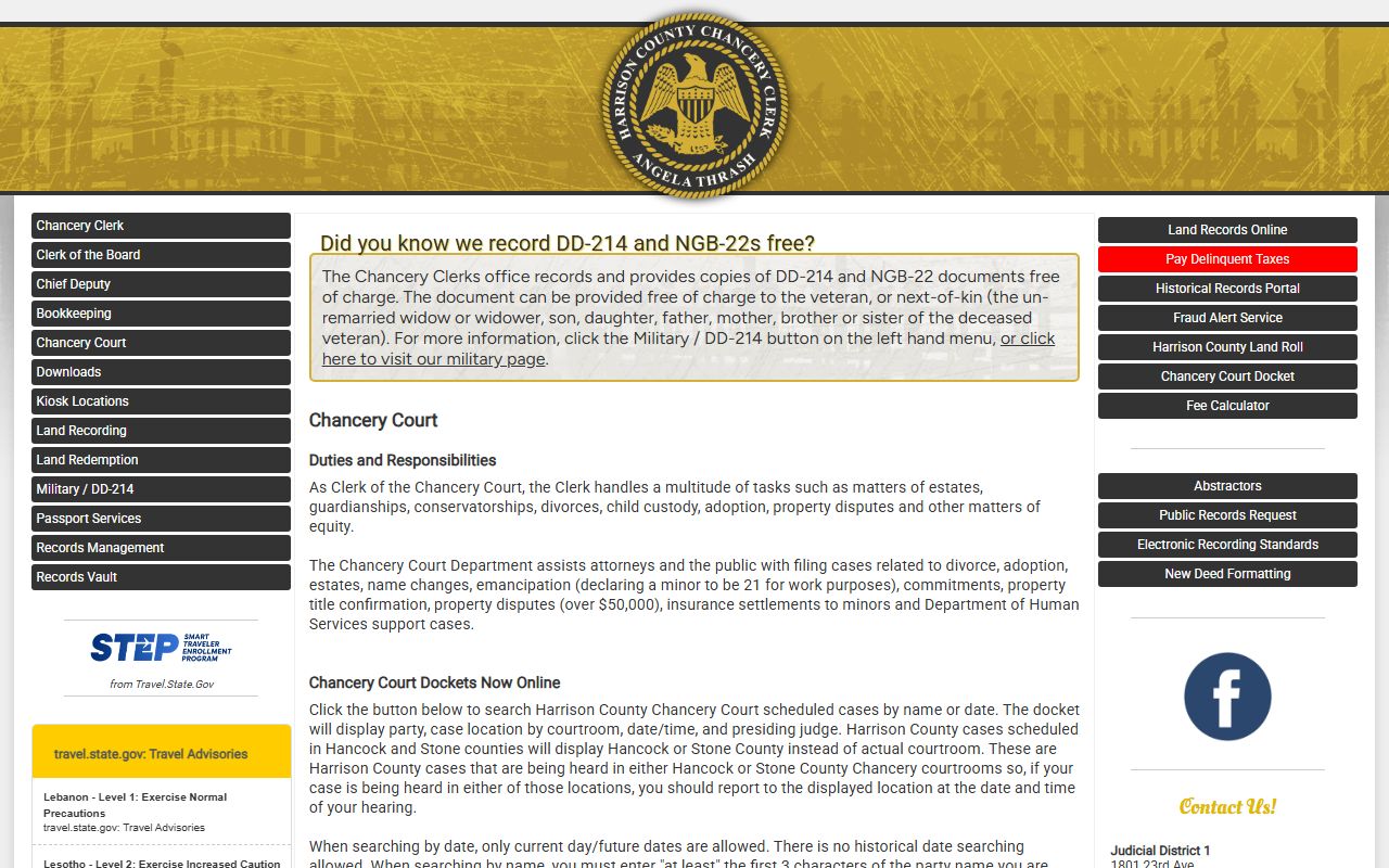 Stone County court dockets Eighth Chancery District court page