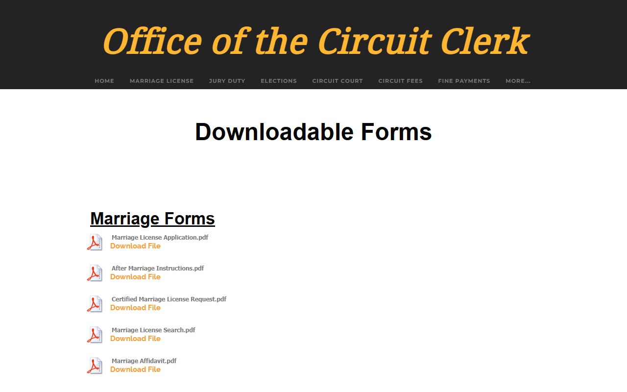 Stone County Circuit Clerk forms page for court records requests