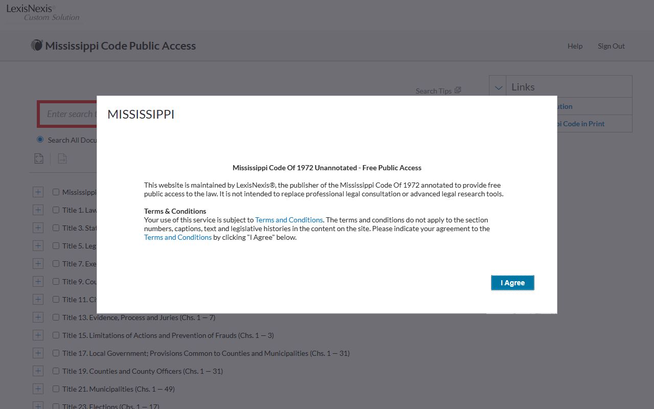Official Mississippi Code access for Stone County court records