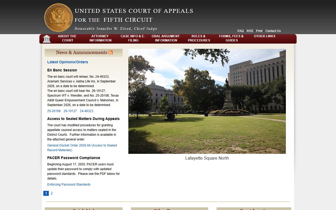 Fifth Circuit Court of Appeals handling Stone County Mississippi federal appeals