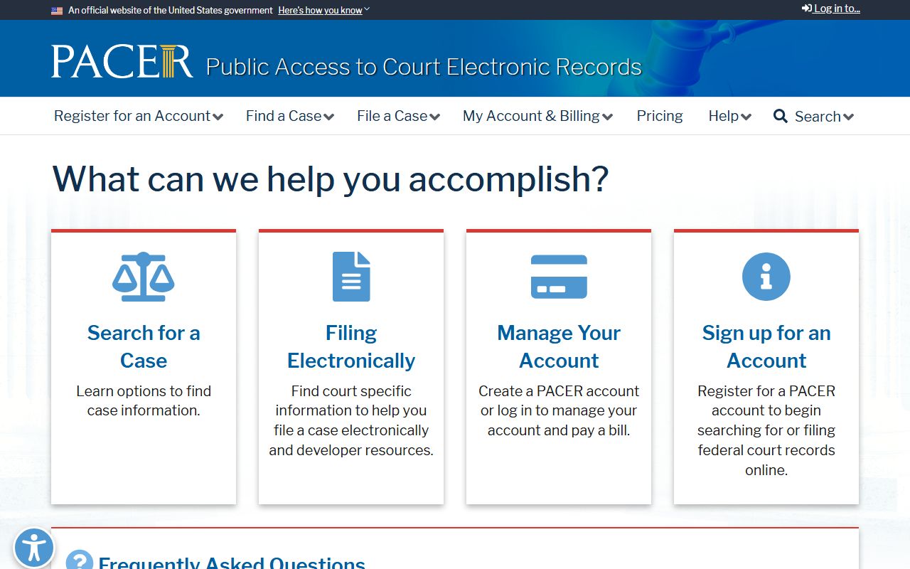 PACER federal court records portal for Stone County Mississippi cases