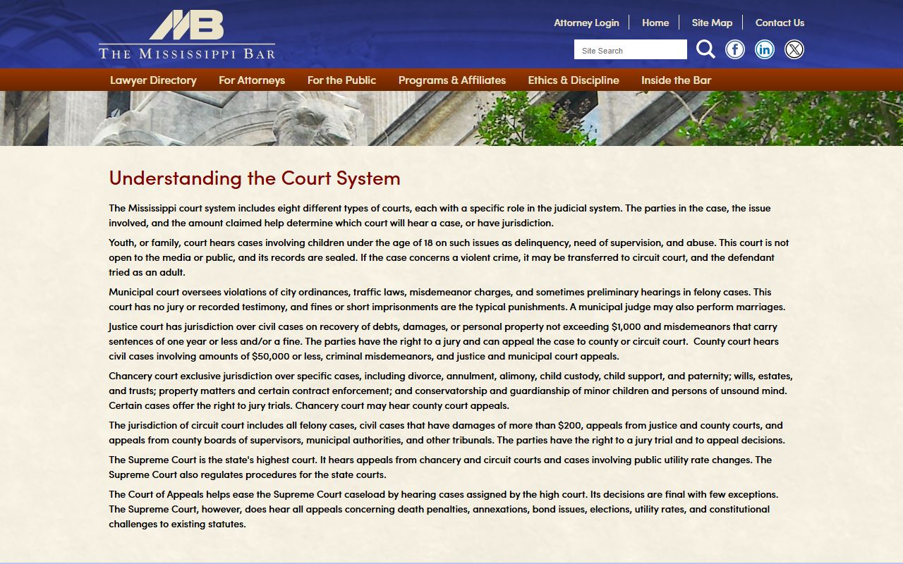 Mississippi Bar guide to the courts that handle Stone County records