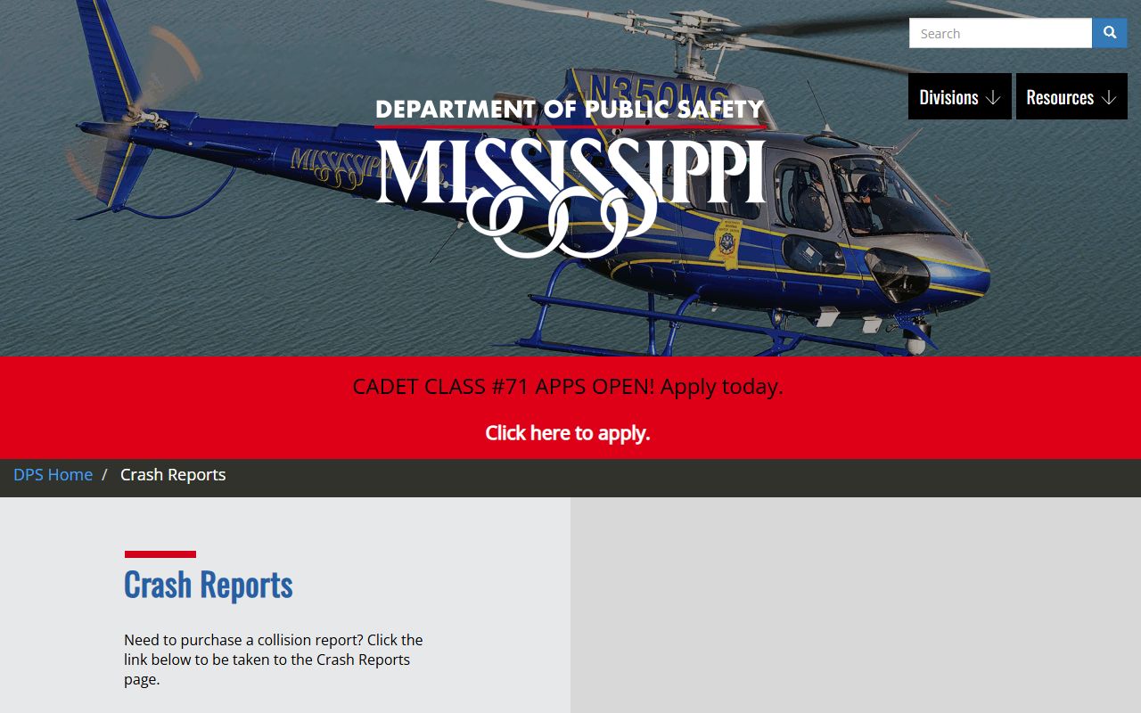 Stone County crash reports information on the Mississippi DPS crash reports page